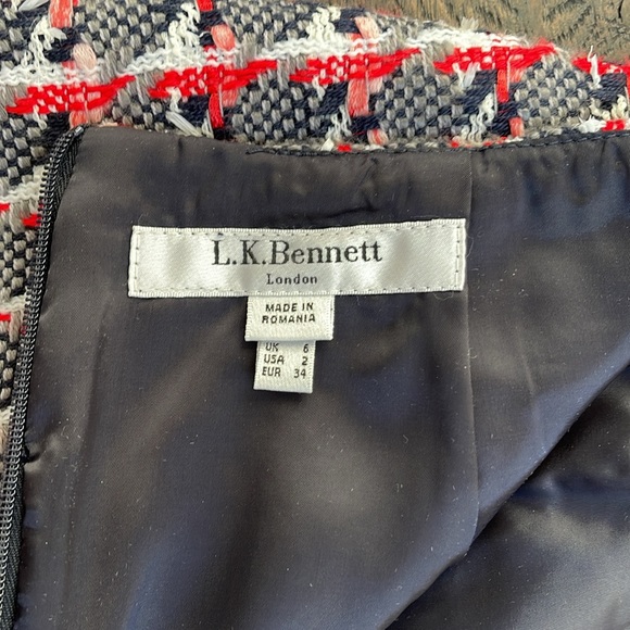 LK Bennet Danna Red Tweed Skirt with Fringe - Picture 4 of 7